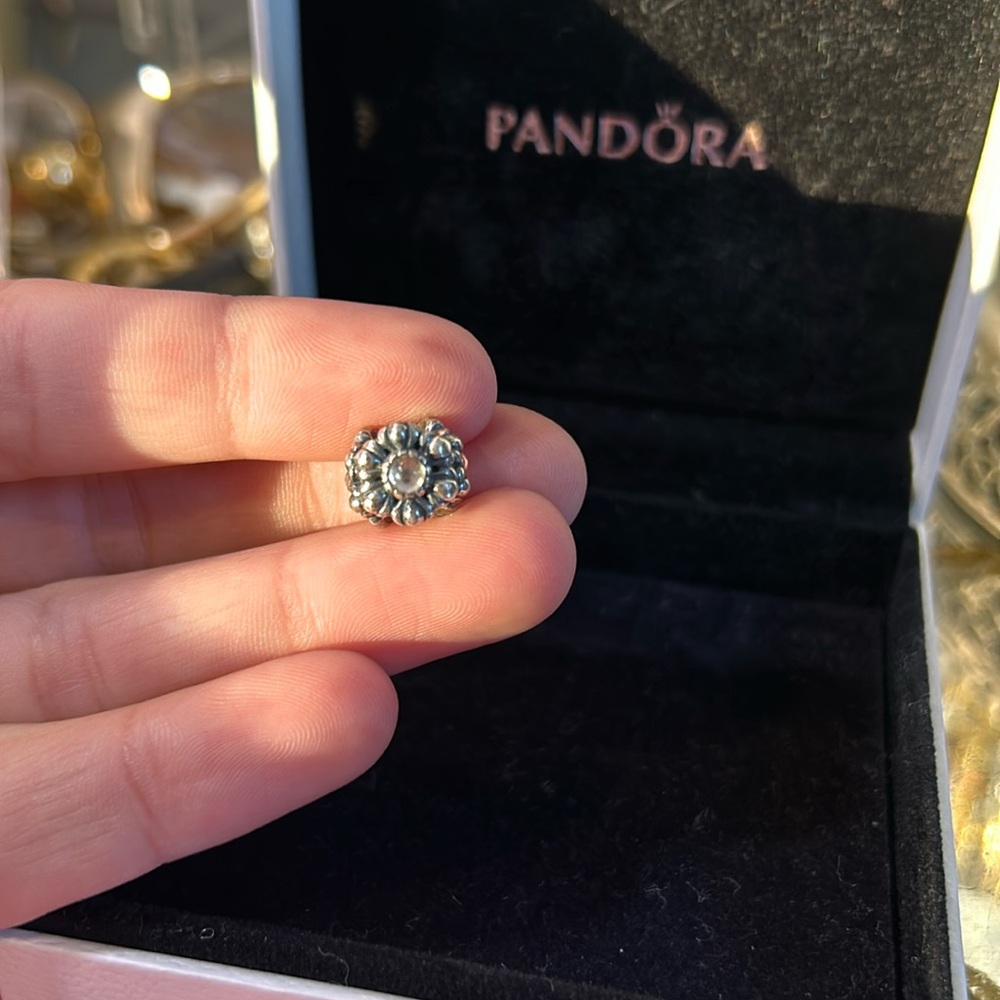 Pandora Birthday Blooms Rock Crystal Charm Retired Birthstone Charm
